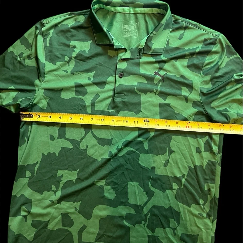 Puma Camouflage Polo Shirt Youth XL Green Golf Performance Stretch‎ Camo - Picture 3 of 5